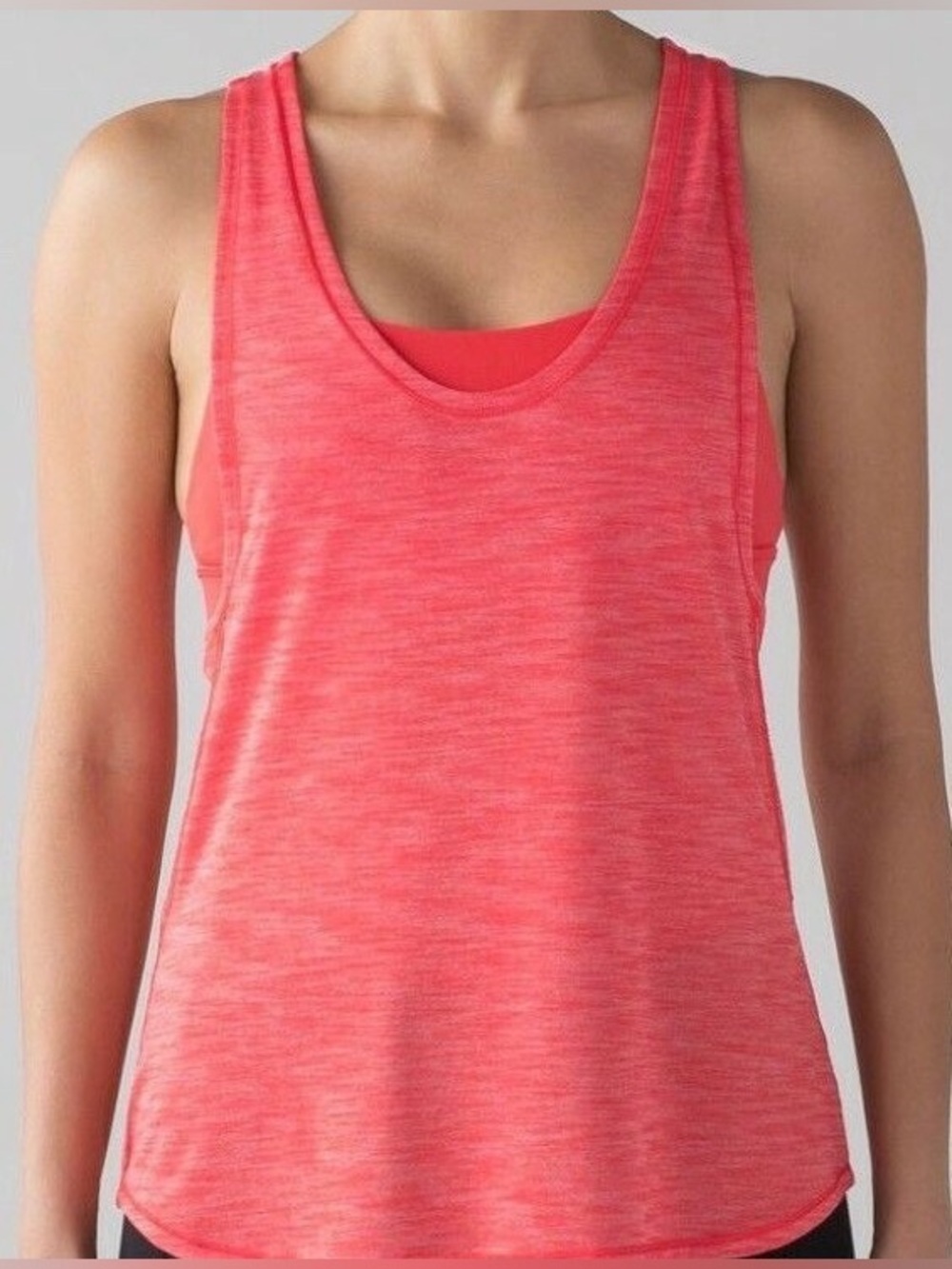 Lululemon Heathered Lush Coral Work The Circuit Built-in Bra Tank Top 10